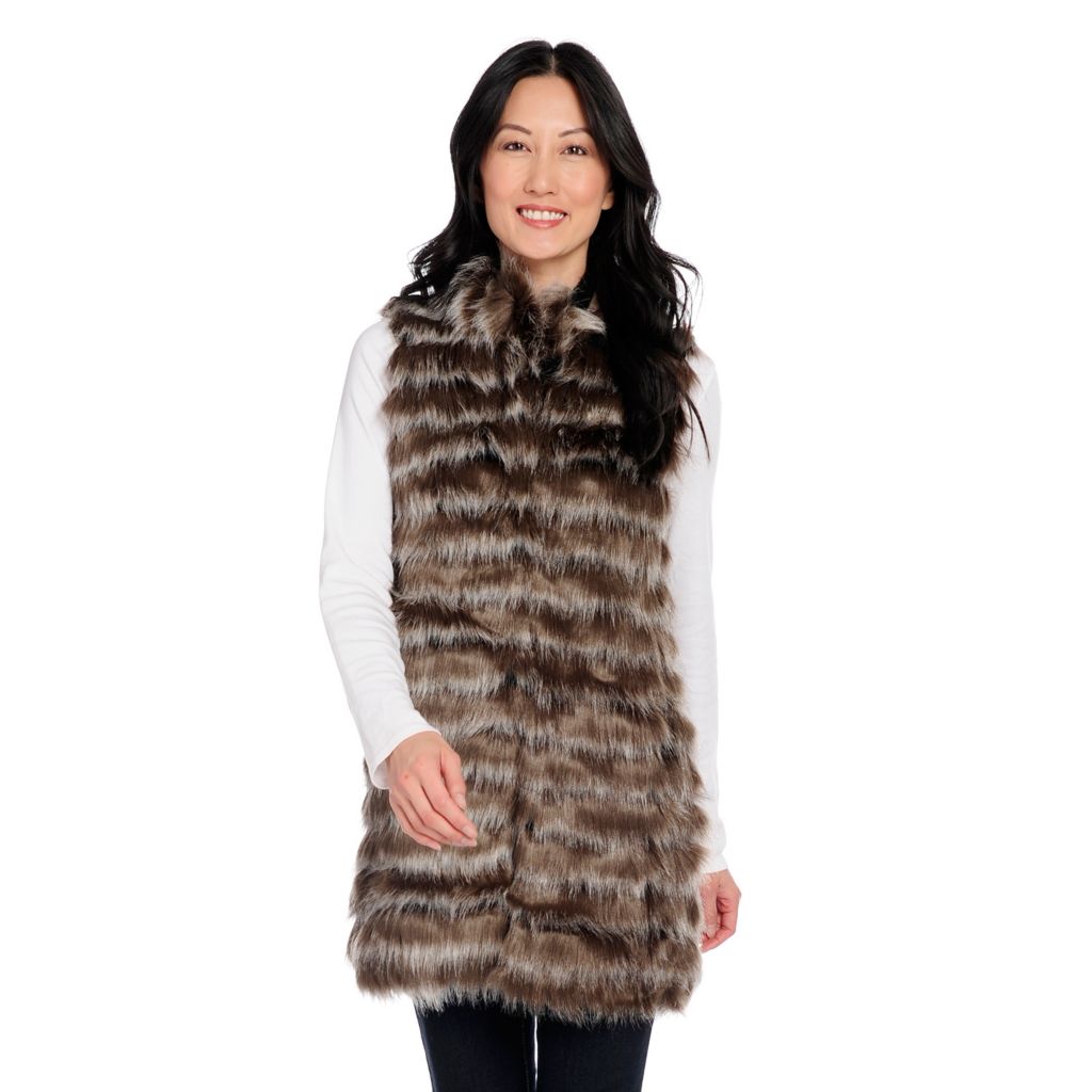 ML Furs  Sable Patchwork Fur Vest - Stand-Up Collar