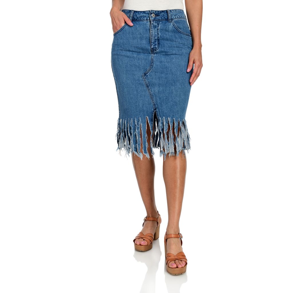 来年度予算案 baybee center fringe denim skirt(indigo) | www