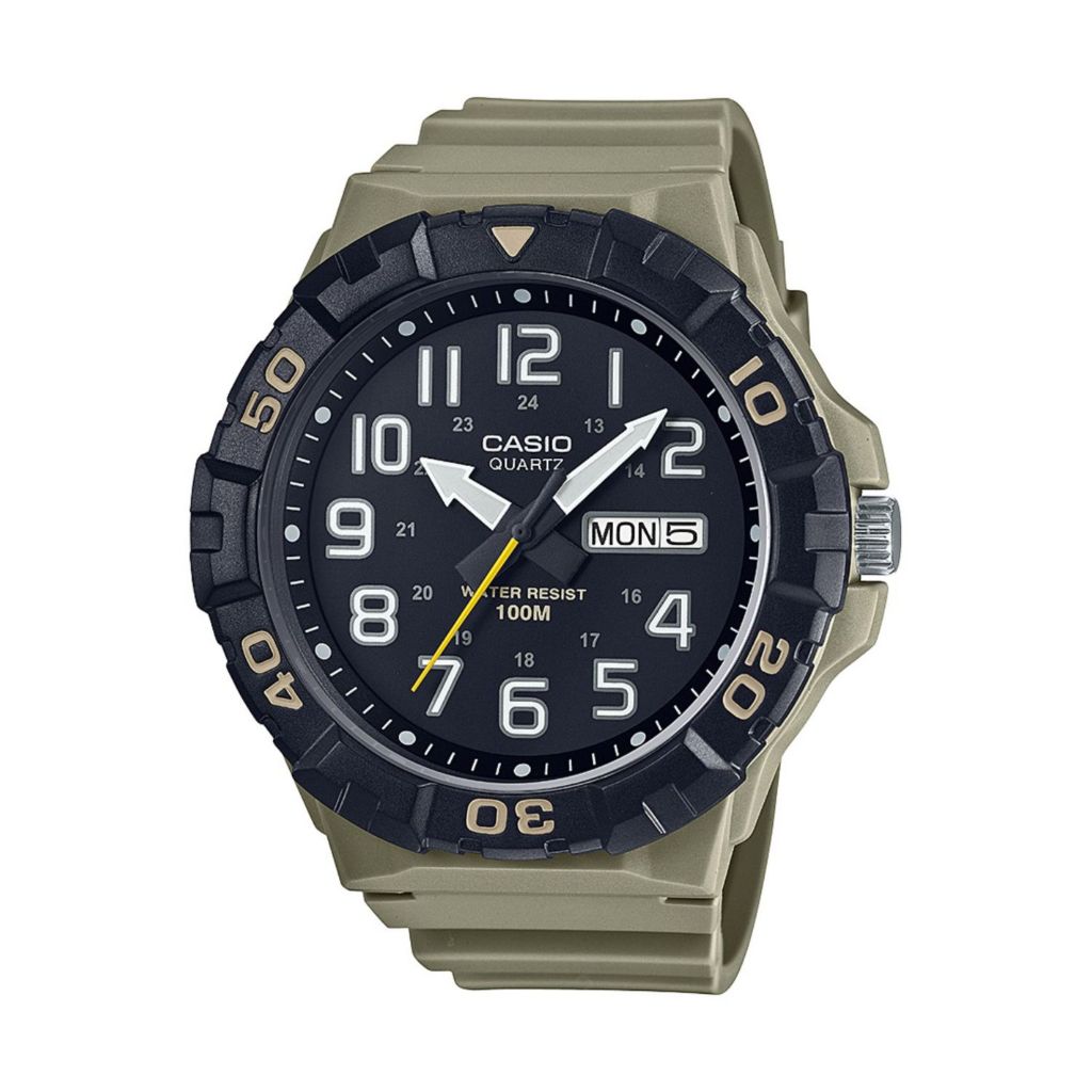 Casio 52mm Military Diver Quartz Day Date Strap Watch ShopHQ