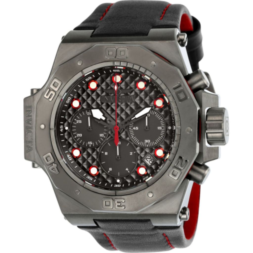 Invicta Akula 58mm Quartz Chronograph Leather Strap Watch on sale at  shophq.com - 924-314