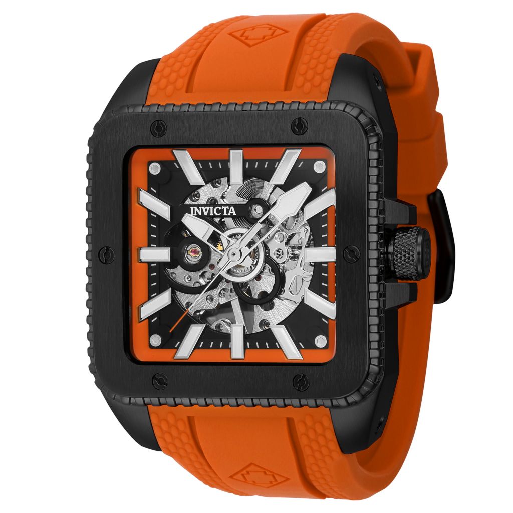 Invicta Cuadro 45mm Mechanical Skeletonized Dial Strap Watch