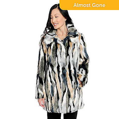 732-863- Donna Salyers' Fabulous-Furs Faux Fur Stand Collar Fully Lined 2-Pocket Coat