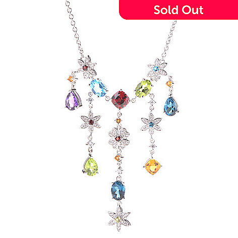147-541 - Gem Treasures® Sterling Silver 17'' 8.00ctw Multi Gemstone Drop Necklace