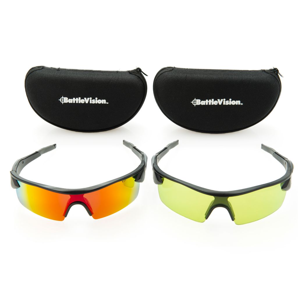 Battle Vision Set of 2 Polarized Sunglasses & Night Vision Glasses w/ Cases  