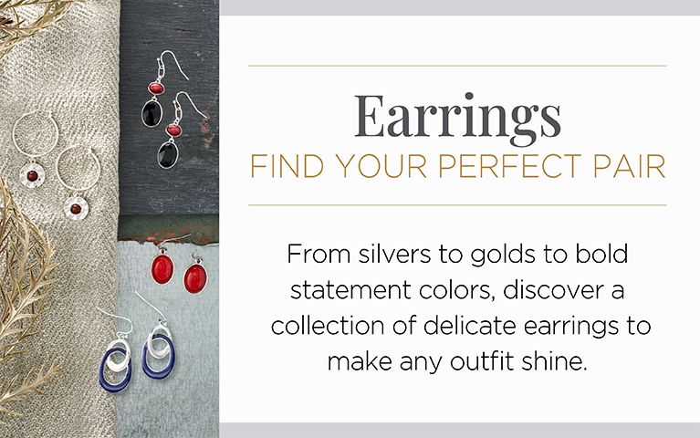 Earrings. Find your perfect pair. From silvers to golds to bold statement colors, discover a collection of delicate earrings to make any outfit shine.
