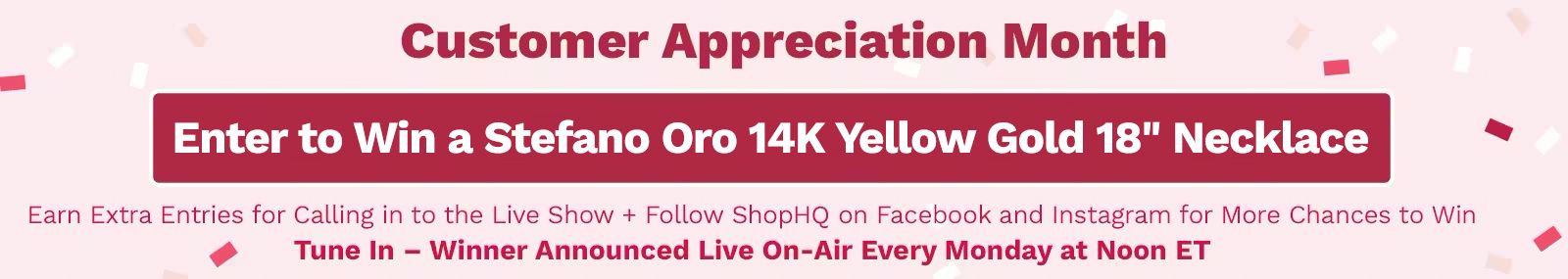 Customer Appreciation Month | Enter to Win Stefano Oro 14K Yellow Gold 18 Necklace