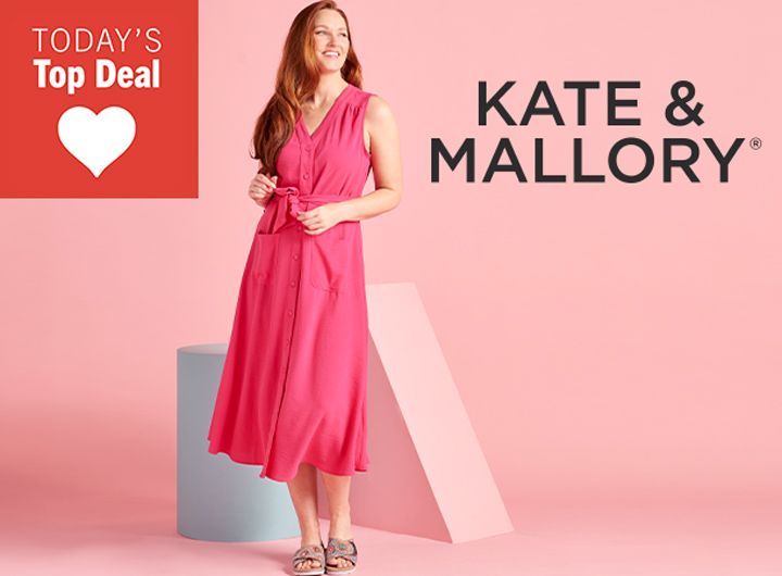 776-521 Kate & Mallory® Stretch Textured Satin Sleeveless Belted Dress