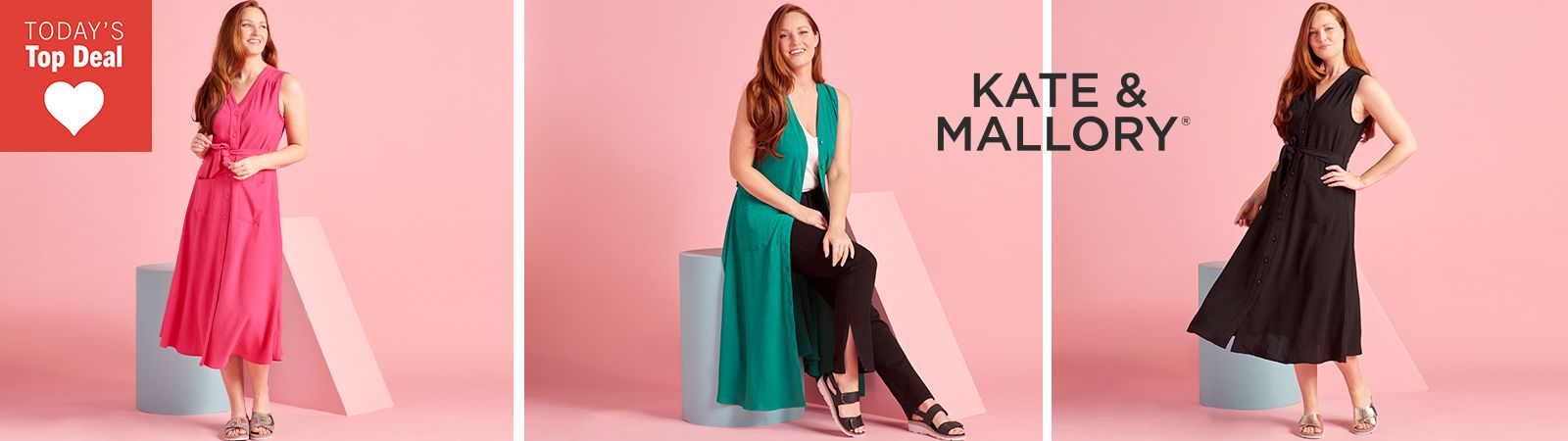 776-521 Kate & Mallory® Stretch Textured Satin Sleeveless Belted Dress