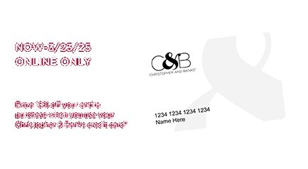 Now through March 23rd, 2025, Online Only: Earn an extra +10% Off your entire purchase when you use your Christopher & Banks credit card!