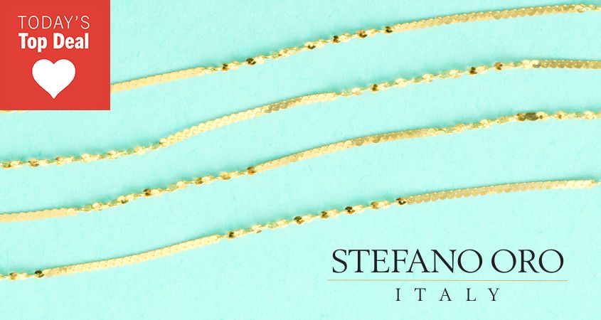 216-124 Stefano Oro 14K Gold Serpentine Herringbone Station Necklace