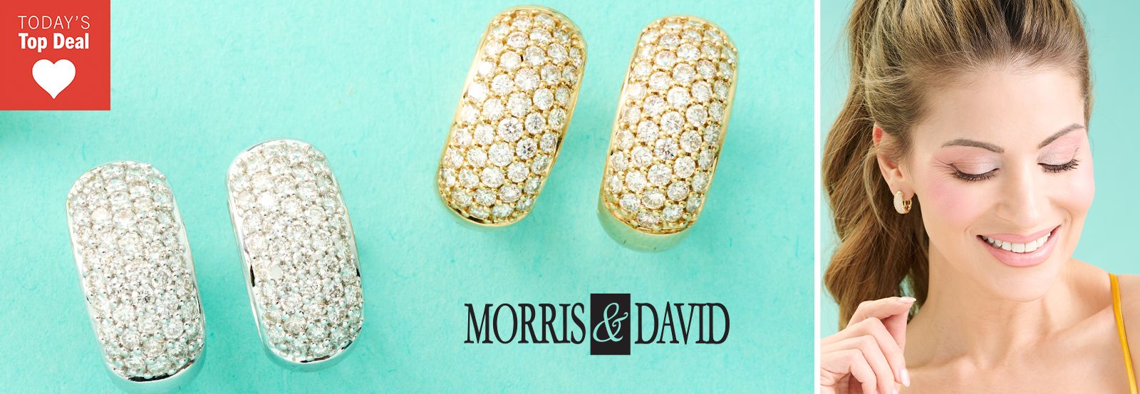 216-244 Morris & David 14K Gold 1.50ctw Pave Diamond Huggie Hoop Earrings