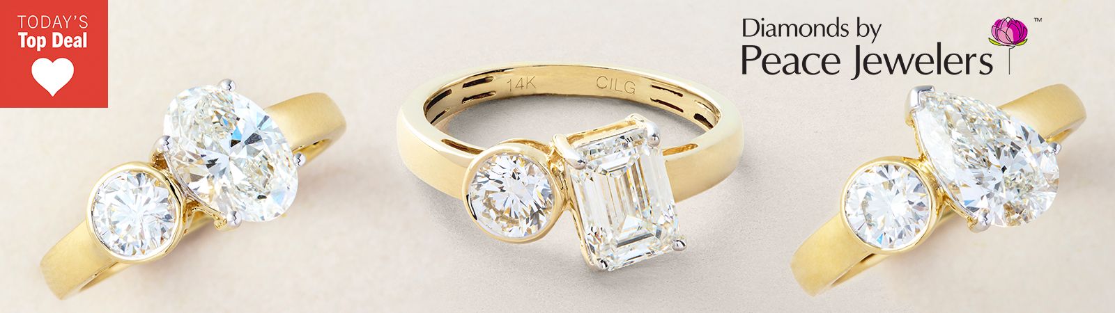 216-684 Peace Jewelers 14K Gold 2.00ctw Lab Grown Diamond Toi et Moi Ring