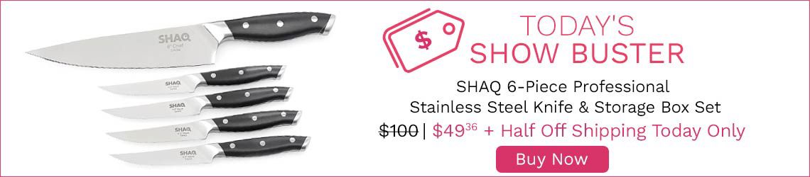 489-278 SHAQ 6Pc Professional Stainless Steel Riveted Knife & Storage Box Set