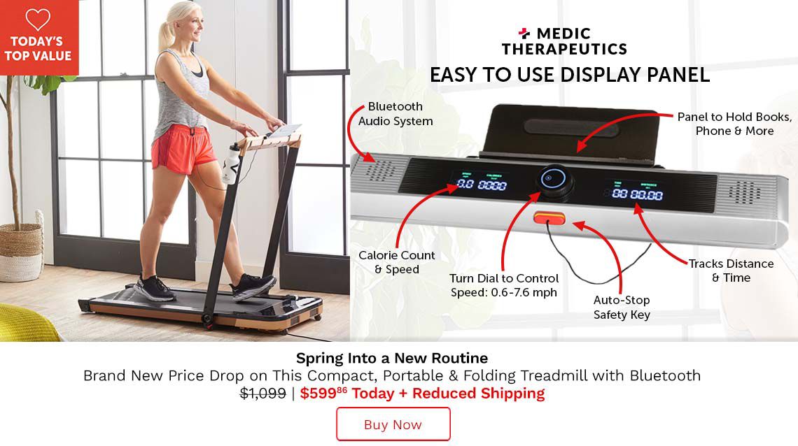 004-756 Medic Therapeutics Special Edition Elite Folding Treadmill w Bluetooth
