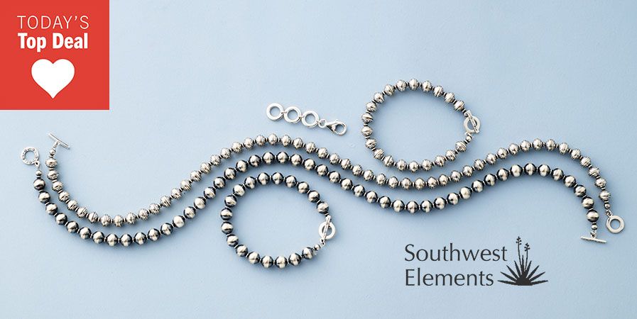 212-967 Southwest Elements Navajo Pearl Bead Convertible Necklace/Bracelet