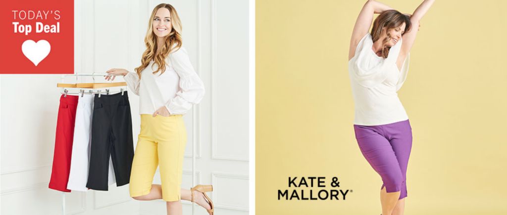 762-060 Kate & Mallory® Stretch Woven Seam Detailed Slim Bermuda Shorts