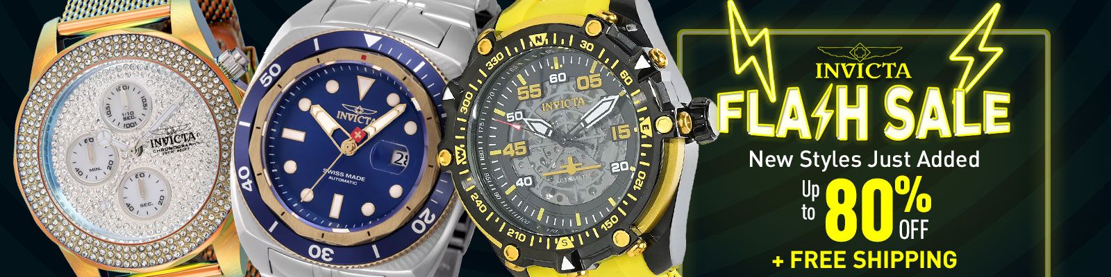 Invicta Flash Sale  New Styles Just Added Up to 80% Off + FREE SHIPPING | 918-116, 922-390, 926-276