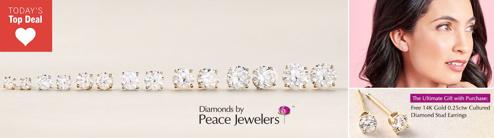 210-215 Peace Jewelers 14K Gold Choice of Carat Weight Cultured Diamond Stud Earrings