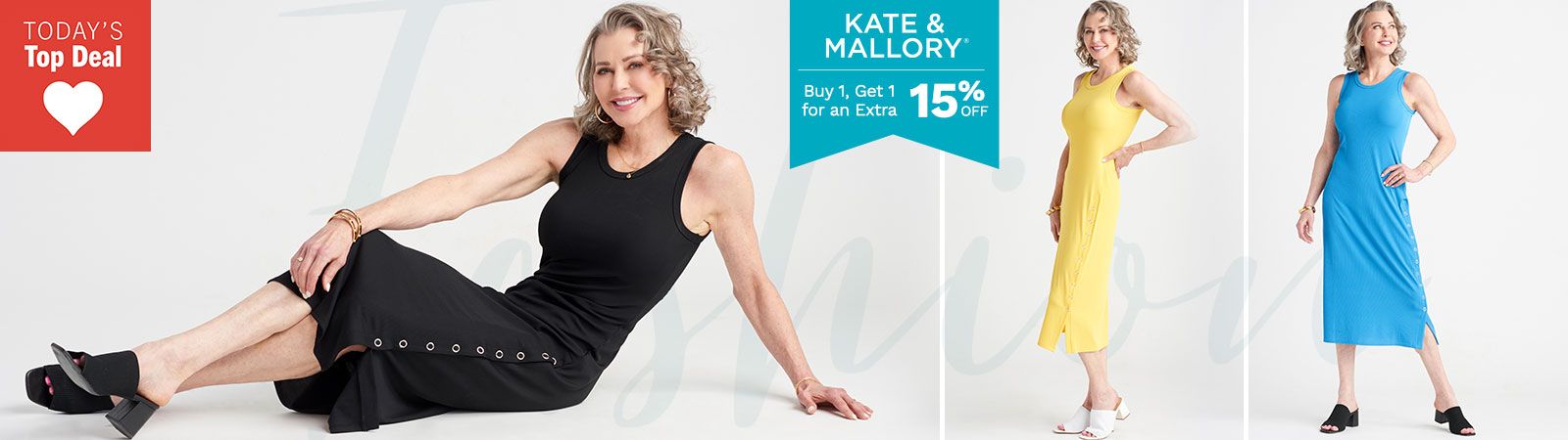 772-500 Kate & Mallory® Stretch Rib Knit Snap Side Midi Dress