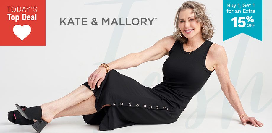 772-500 Kate & Mallory® Stretch Rib Knit Snap Side Midi Dress