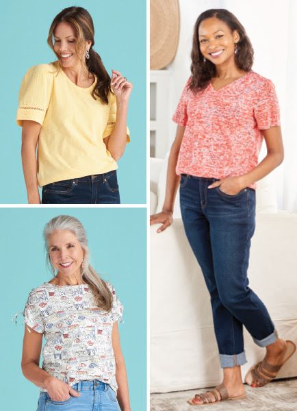 Three styles displaying short-sleeves for spring and the very best denim for Spring!