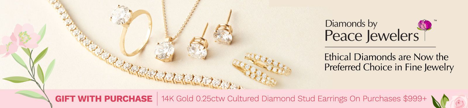 Peace Jewelers  Cultured Diamonds are Now the Preferred Choice in Fine Jewelry : Gift with Purchase on Orders $999+ 14K Gold 0.25ctw Cultured Diamond Stud Earrings ($249 Value)