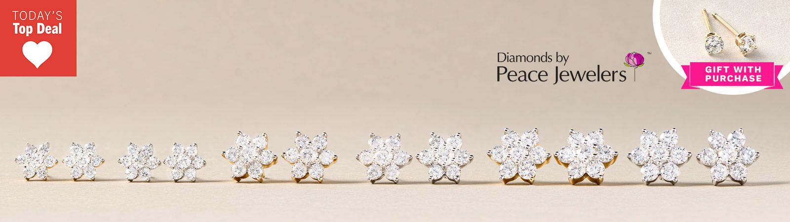 210-267 Peace Jewelers 14K Gold Choice of Carat Weight Cultured Diamond Flower Earrings