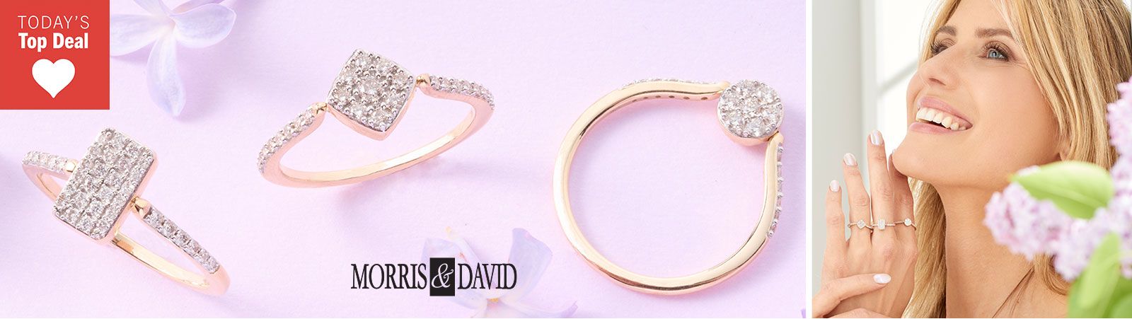 213-557 Morris & David 14K Gold Choice of Shape 0.25ctw Diamond Flip Ring