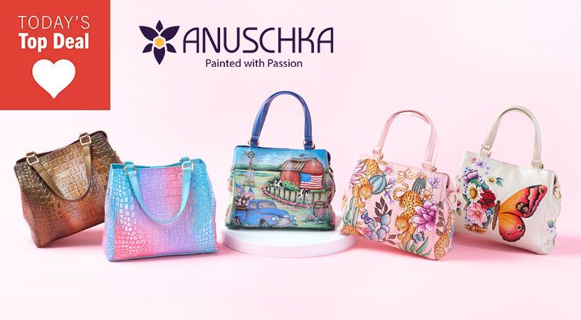 772-838 Anuschka Hand-Painted Leather Triple Compartment Satchel Bag