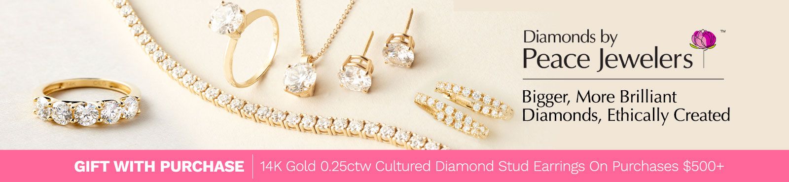 Peace Jewelers - Bigger, More Brillaint Diamonds, Ethically Created : Gift with Purchase on Orders $500+ 14K Gold 0.25ctw Cultured Diamond Stud Earrings ($249 Value)