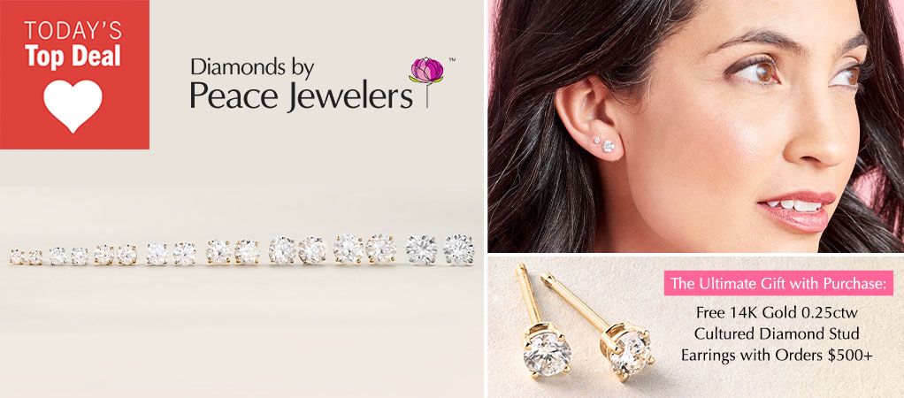 210-215 Peace Jewelers 14K Gold Choice of Carat Weight Cultured Diamond Stud Earrings