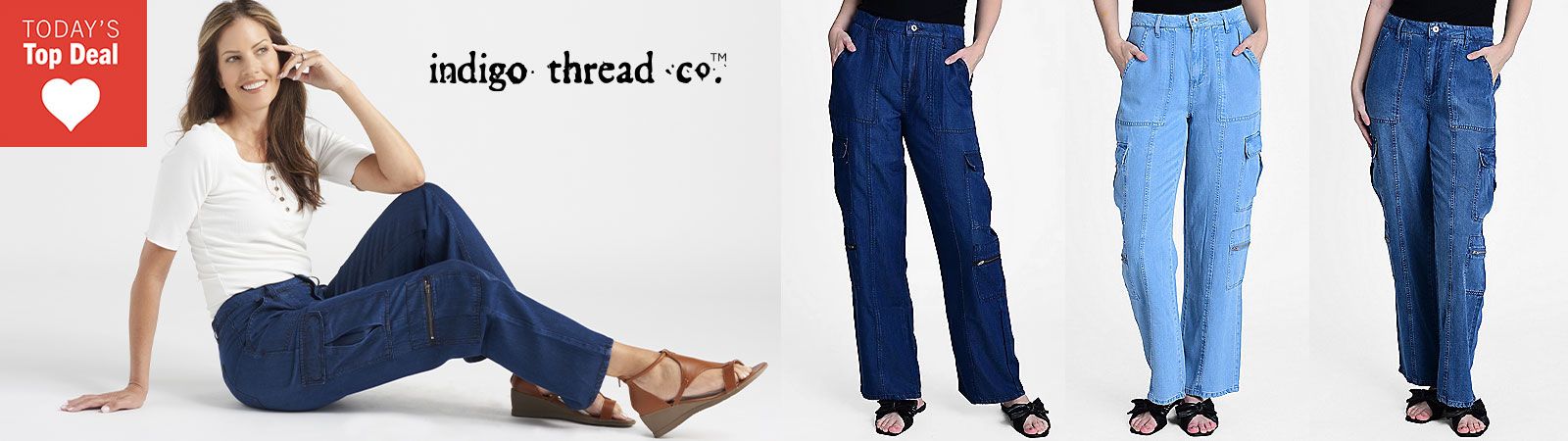 772-748 Indigo Thread Co.™ High Rise Straight Leg Cargo Pants - The Most Comfortable Pants You'll Own