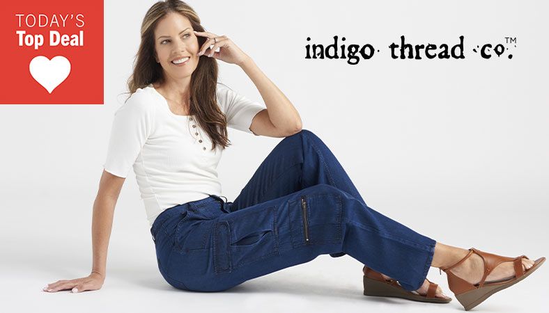 772-748 Indigo Thread Co.™ High Rise Straight Leg Cargo Pants - The Most Comfortable Pants You'll Own