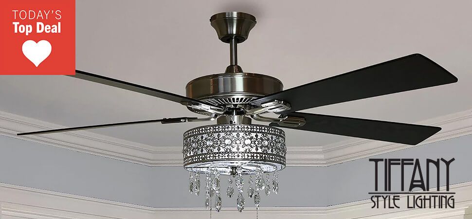 511-070 Roxsie 52 inch Reversible 5-Blade Crystal LED Chandelier Ceiling Fan