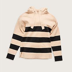 Our Stripe Ribbed Detail Hooded Sweater.