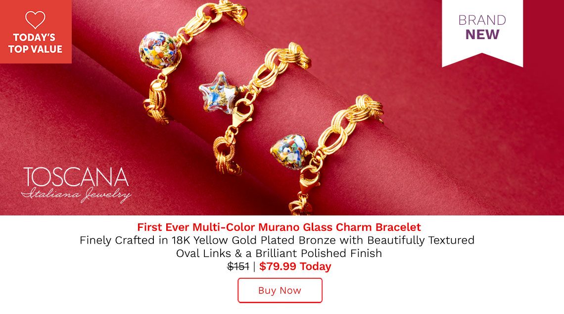 207-924 Toscana Italiana 18K Gold Plated Choice of Murano Glass Charm Bracelet