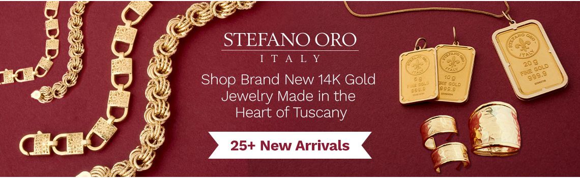 203-706 Stefano Oro 14K Gold Semi-Solid Textured Rosetta Link Bracelet  203-711 Stefano Oro 24K Gold Choice of Weight Ingot Pendant w 14K Gold Frame