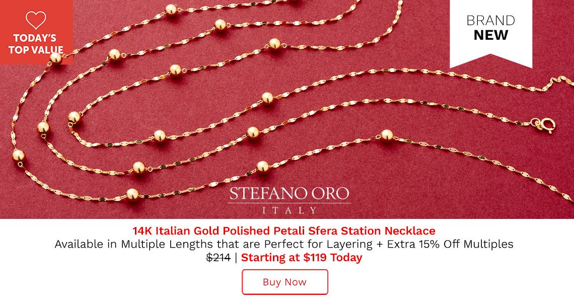 207-828 Stefano Oro 14K Gold Polished Petali Sfera Station Necklace