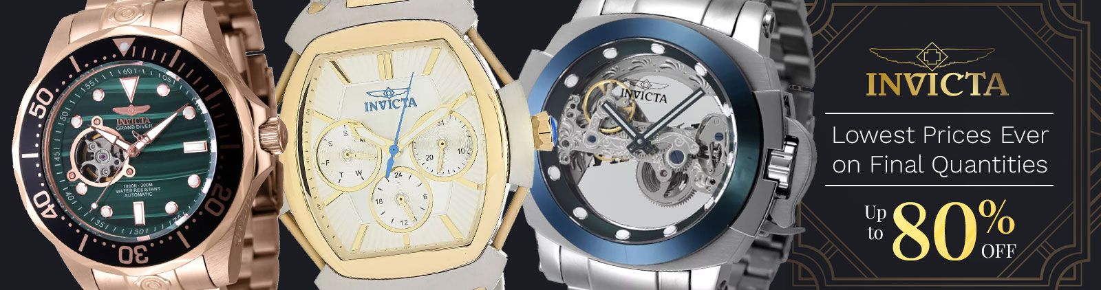 Invicta Lowest Prices Ever on Final Quantities  Up to 80% Off | 923-466, 923-461, 926-275