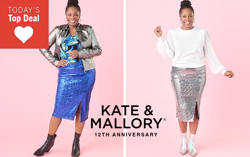 774-998 Kate & Mallory® Sequined Midi Skirt