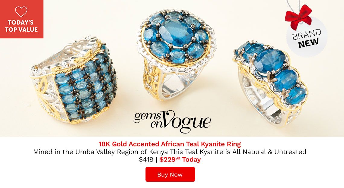 Gems en Vogue 18K Gold Accented Choice of Style Teal Kyanite