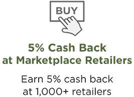 5% Cash Back at Marketplace Retailers. Earn 5% cash back at 1,000+ retaiers.