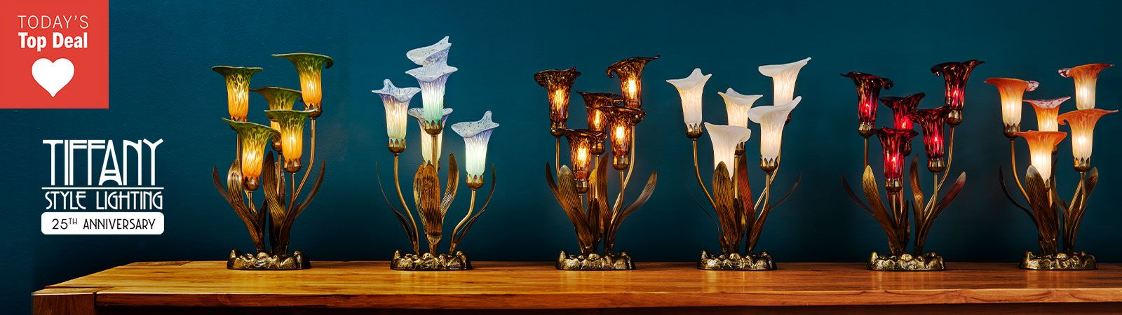 524-913 Tiffany Style Lighting 20 Inch Hand-Painted Blown Glass Calla Lily Lamp