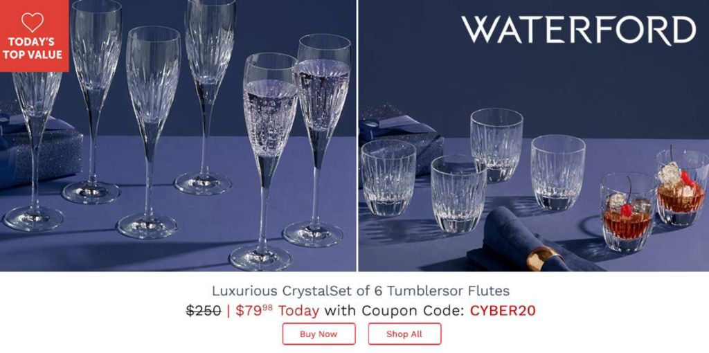 519-348 Waterford Crystal Ardan Mara Choice of Set of 6 Tumblers or Flutes