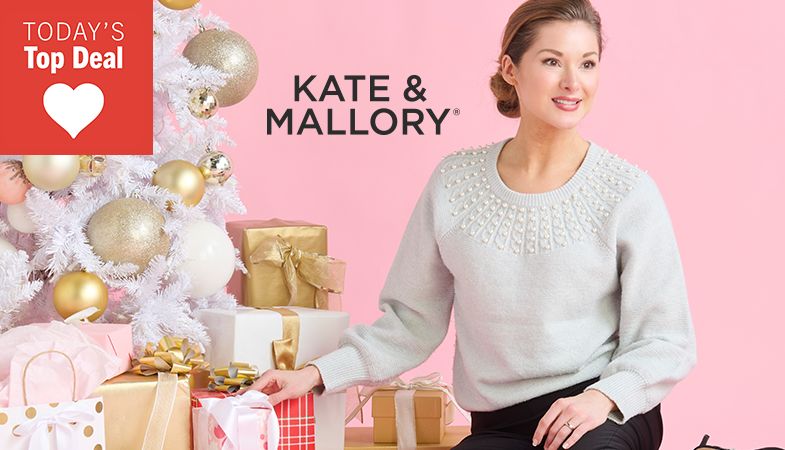 774-626 Kate & Mallory® Pearl Yoke Detailed Pullover Sweater