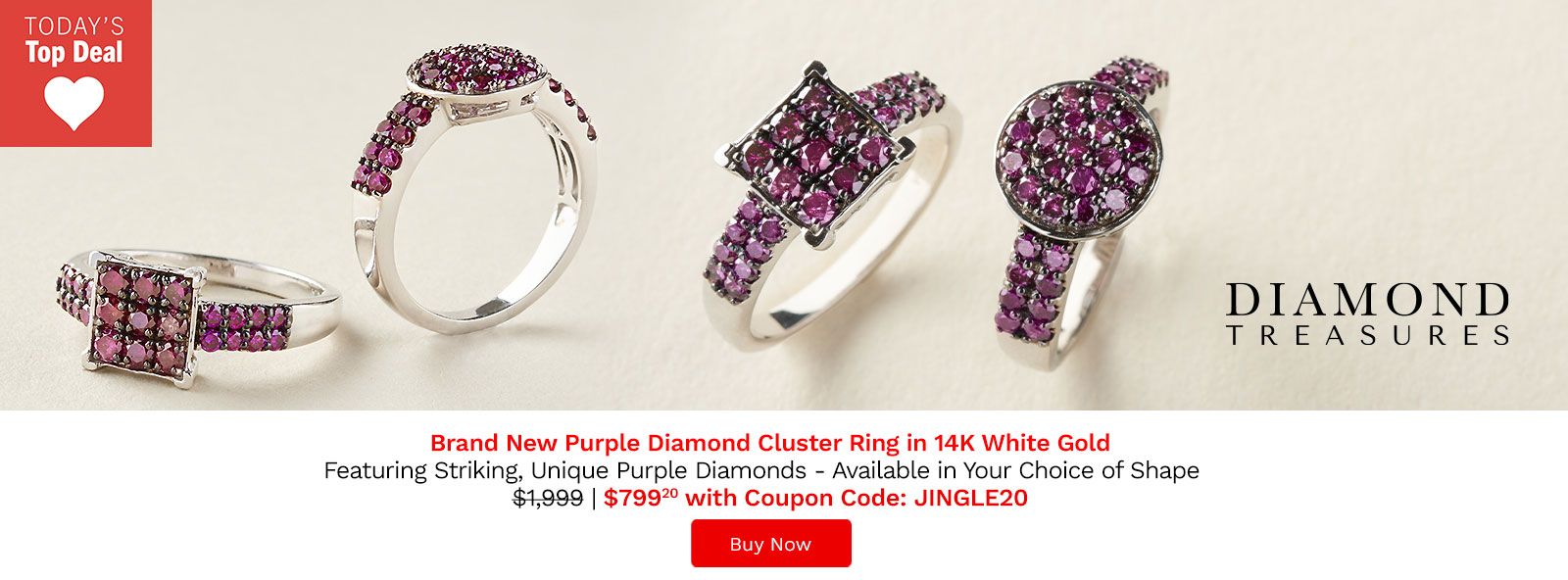209-936 Diamond Treasures® 14K White Gold Purple Diamond Choice of Shape Cluster Ring
