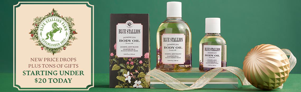 322-896 Blue Stallion Body Oil Choice of Scent 8.45 oz + Travel Size Duo