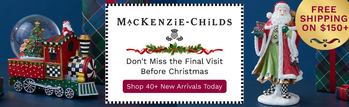 516-122 MacKenzie-Childs Toyland Train Snow Globe | 516-123 MacKenzie-Childs Toyland 14 Hand-Painted Santa