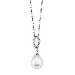 Radiance Pearl Sterling Silver AAA Quality 7mm Freshwater Cultured Pearl & Simulated Stone Pendant