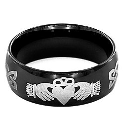 Steel Impact™ Men's Black Stainless Steel Claddagh Band Ring